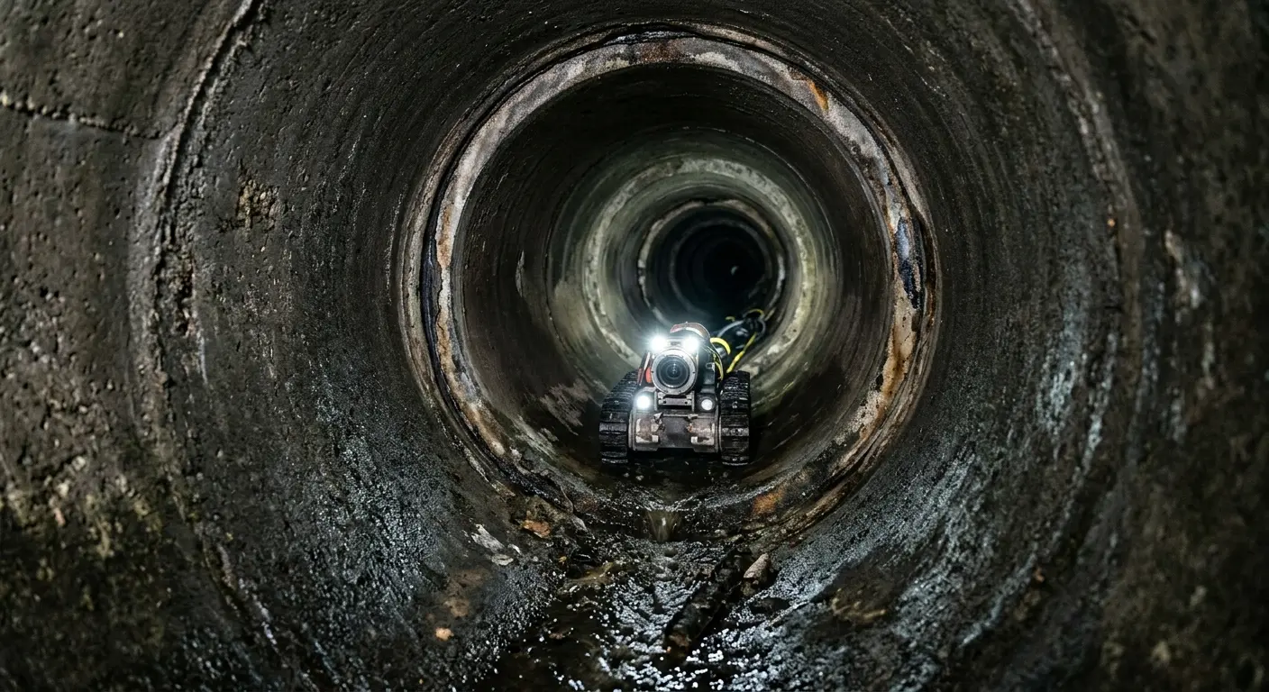 Robotic sewer camera inspecting pipe interior for Sewer Line Cleaning in Lake Morton-Berrydale
